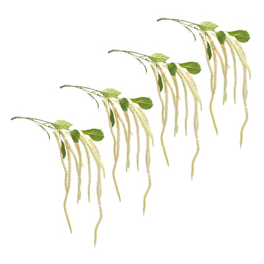 85645DS 53.25 in. Plastic & Polyester Amaranthus Artificial Flowers Stem, Green & White - Set of 4